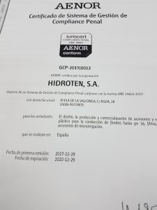 Certificación de Compliance en la empresa HIDROTEN